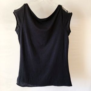 Tahari Cold-Shoulder Black T-Shirt Size Medium